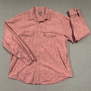 JOE‎ JOSEPH ABBOUD Mens Burgundy Chambray Button Down Shirt Long Sleeve Size XXL